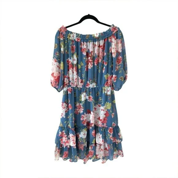 Roz & Ali Floral Print Sexy Couture Off The Shoulder Dress Size M - Picture 4 of 9